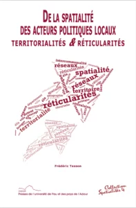 Sur la couverture un nuage de mots clefs, en forme de flèche, autour de la thématique de la spacialité