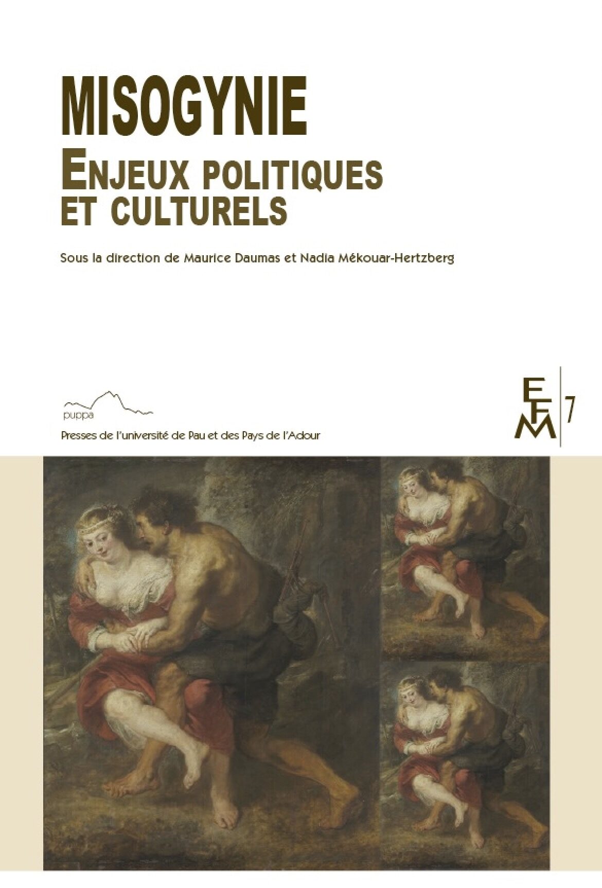 Le tableau en couverture date de 1638 et se nomme Scène pastorale. Le peintre de cette oeuvre est Peter Paul Rubens. Elle représente un homme enlaçant soudainement une femme, ils sont pris d'un mouvement de la droite (d'où se tient l'homme) vers la gauche (d'où se tient la femme). Aujourd'hui la toile est conservé à Saint-Pétersbourg.