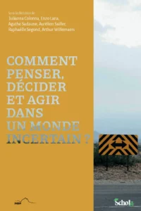 Couvertuer de l'ouvrage avec le titre sur un bandeau jaune vertical sur la moitié gauche de la couverture. Sur l'autre partie, on voit un panneau avec une flèche qui part vers la gauche et vers la droite.